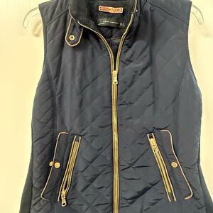 Zara Woman navy quilted zip-up vest